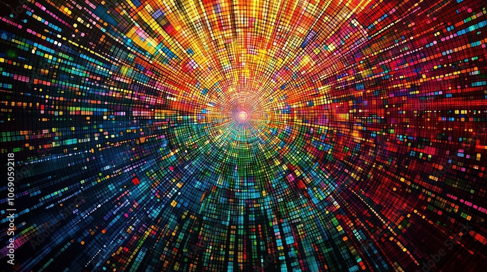 Poster colorful, abstract image with many different colors and shapes. the image is a representation of a l