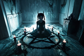 Possessed evil girl, demonic, exorcism, horror, Halloween