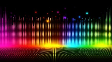 Colorful, multi-colored line of dots that are all different colors. The dots are arranged in a way that creates a sense of movement and energy. The image is abstract and has a futuristic feel to it