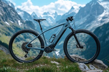 Obraz premium Electric Mountain Bike in Majestic Mountain Landscape