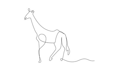 Vector one continuous outline Giraffe drawing and simple minimalist design vector and minimalist