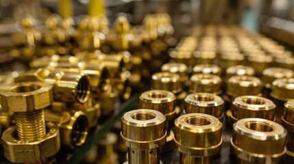 Rows of Brass Fittings in Factory