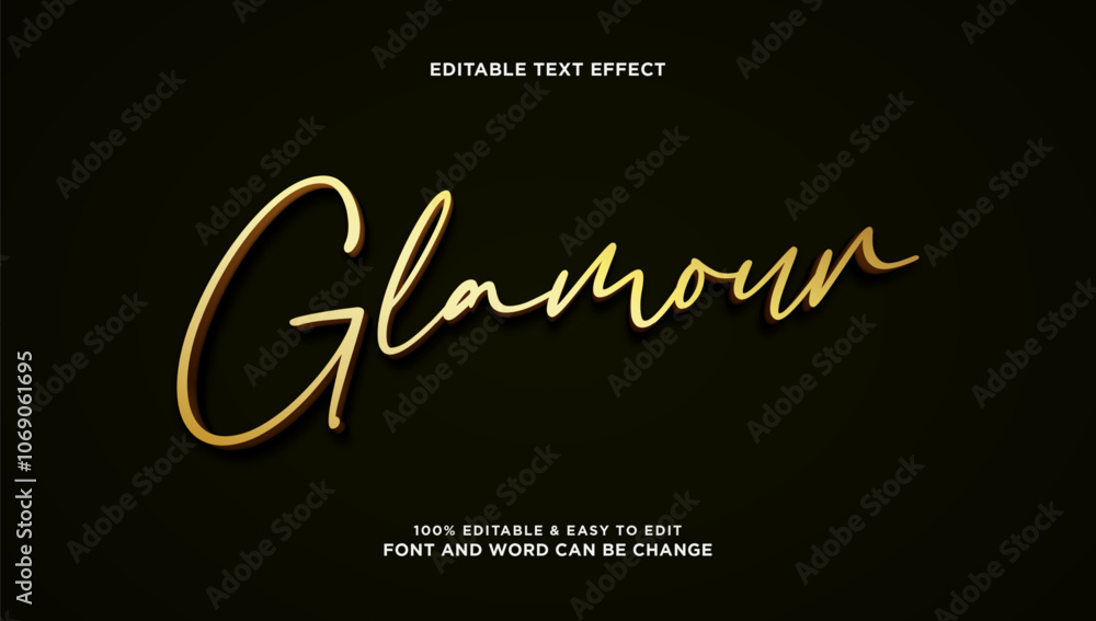 Aufkleber glamorous text effect with editable golden 3d vector style