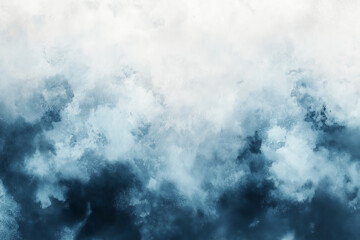 Blue Monday abstract depiction of dark cloudy sky and overcast weather, dramatic watercolor texture in blue and white tones representing winter blues, emotional and moody artistic background