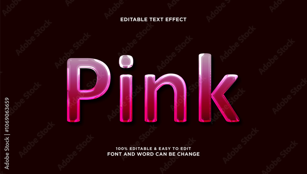 Aufkleber pink chrome text effect with 3d style that can be edited