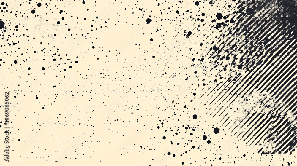 Poster An abstract pattern featuring splatters and stripes in a muted color palette, creating a textured and dynamic visual effect.