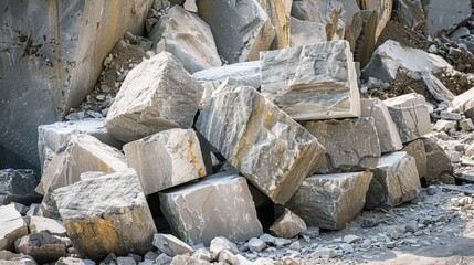 Rough Cut Marble Stones in Quarry