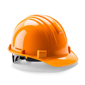 A yellow construction helmet for professional work and construction as protection against accidents and prevention of occupational risks, isolated with transparent background and shadow