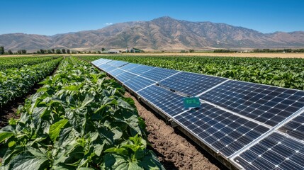 Solar-Powered Irrigation in Green Farm Landscape