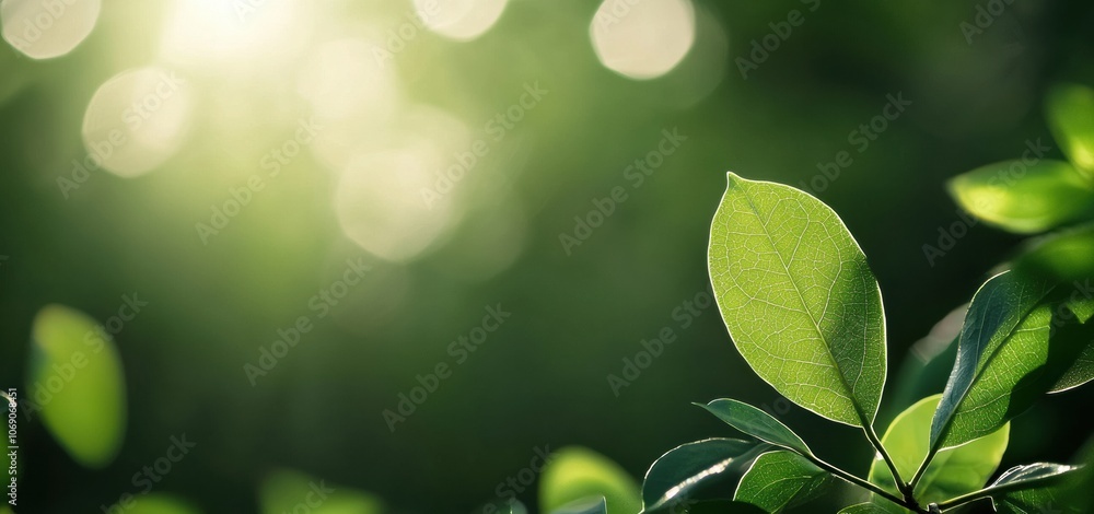 Aufkleber Sunlight filtering through leaves creating stunning bokeh effect on green background