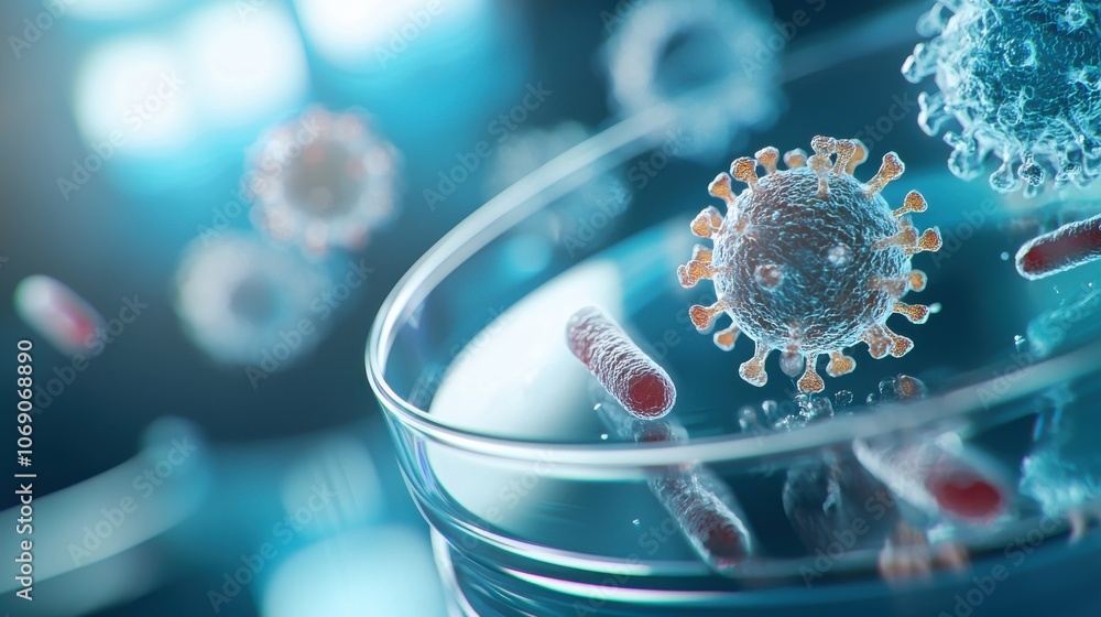 Poster detailed macro view of bacteria and virus structures
