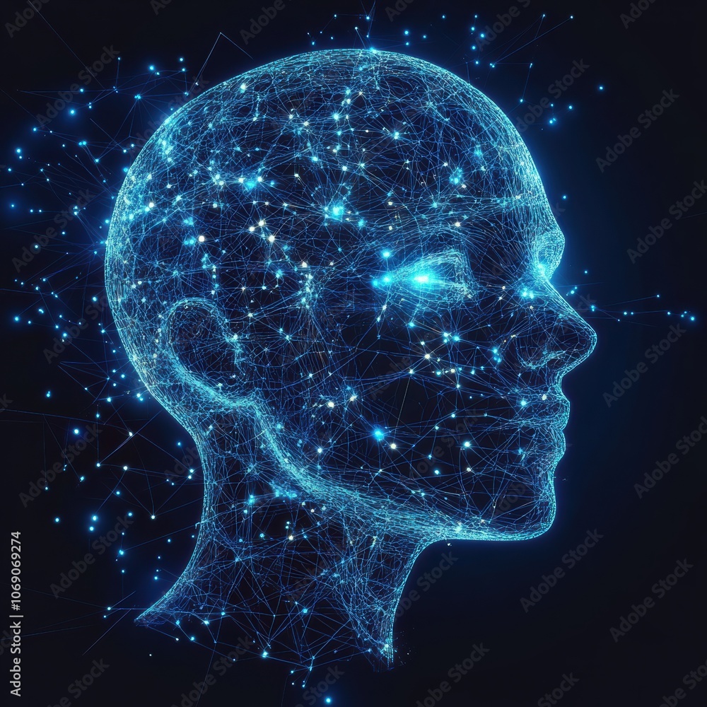 Aufkleber glowing ai head representing artificial intelligence technology