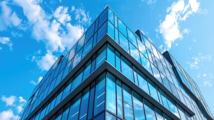 Modern Glass Building Against Blue Sky