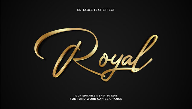 Royal text effect with golden style 3d vector editable