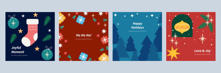 Joyful Holiday Greeting Cards with Christmas Themes