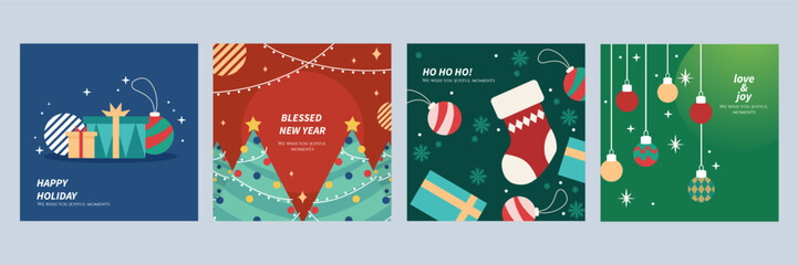 Naklejka premium Festive Greeting Card Christmas Designs with Ornaments