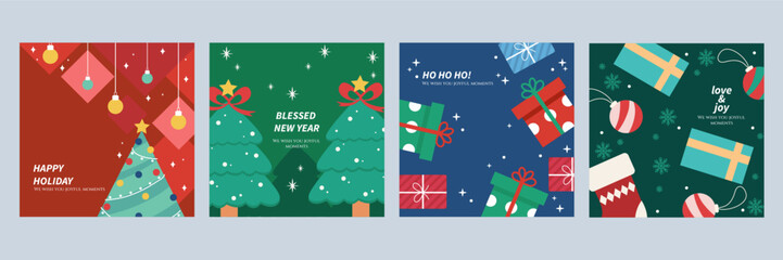 Colorful Christmas Card Designs with Festive Elements