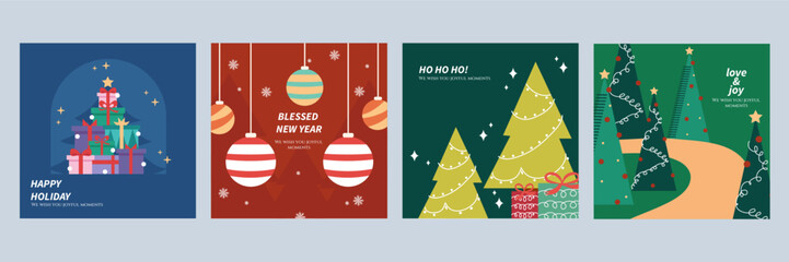 Colorful Christmas Card Designs with Festive Elements
