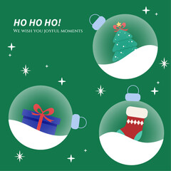 Festive Christmas Card with Christmas Elemen Decoration