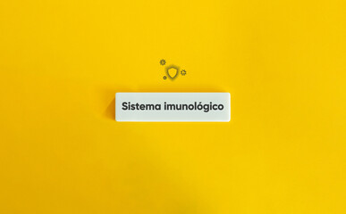 Immune System Banner and Concept Image. Icon and Text on Block Letter Tile on Yellow Background. Minimal Aesthetic.