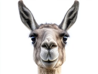 Llama Headshot Isolated on White Background