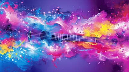 A vibrant, abstract representation of sound waves merging with colorful cosmic patterns, evoking a sense of music and creativity.