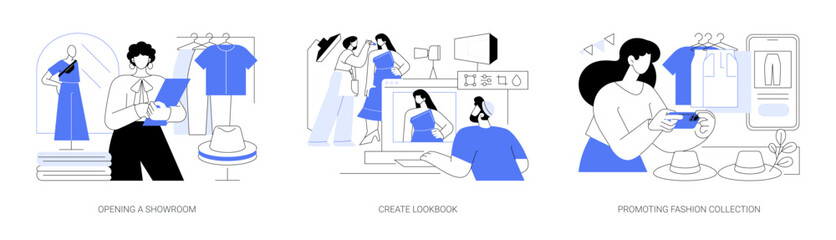 Promoting fashion brand isolated cartoon vector illustrations se