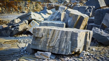 Rugged Stone Blocks in a Quarry