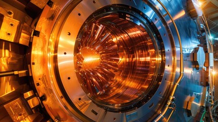 Obraz premium Futuristic Industrial Copper Turbine Machinery