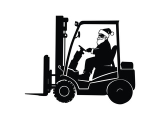 Santa Claus Forklift Silhouette - Fun Christmas Holiday Design