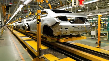 Modern Car Assembly Line in Action