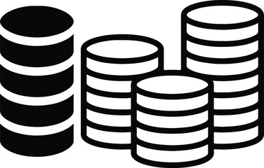 Stack of coins or casino chips line art icon for games and apps 