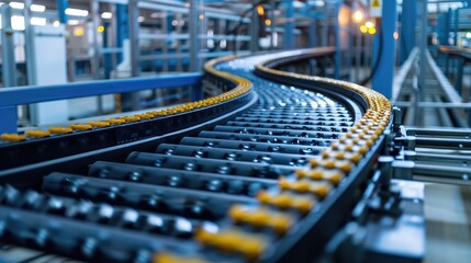 Automated Manufacturing Conveyor Belt in Factory