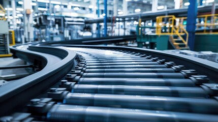Fototapeta premium High-Speed Industrial Conveyor Belt in Motion