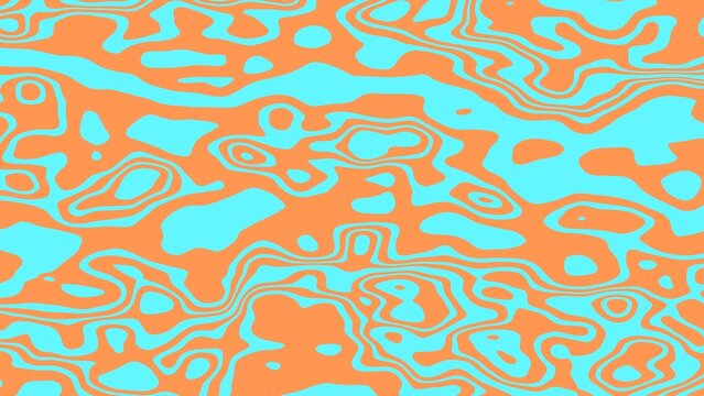 Fototapeta Abstract background with organic, fluid shapes in contrasting orange and turquoise. A wavy, psychedelic pattern that creates a dynamic, high-energy visual effect.