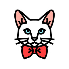 bowtie cat breeding color icon vector. bowtie cat breeding sign. isolated symbol illustration