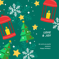 Festive illustration featuring a decorated Christmas capturing the joy and celebration of the holiday season. Ideal for festive greeting cards and decorations