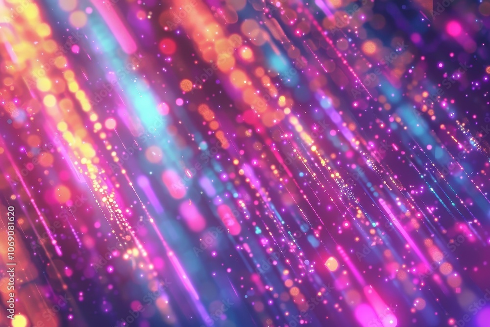 Aufkleber Colorful abstract patterns featuring bright streaks of light and bokeh effects create a mesmerizing visual experience filled with vibrant hues, suitable for digital backgrounds or designs