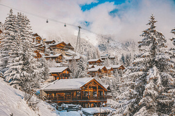 chalets in the snow
