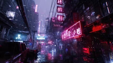 Futuristic Neon City at Night
