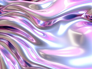 Obraz premium Seamless Iridescent Silver Wavy Marble Texture with Holographic Tiger Stripes