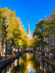 city canal in autumn