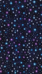 A stunning cosmic background featuring a blend of vibrant blue, purple, and white stars scattered against a deep black space, creating a magical and enchanting atmosphere.