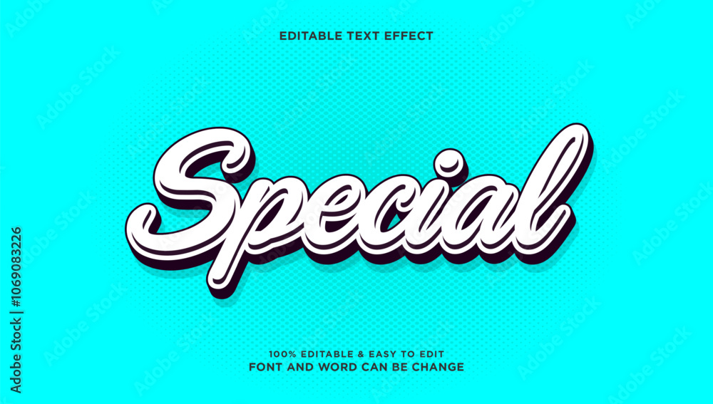 Aufkleber special effect text with simple style that can be edited