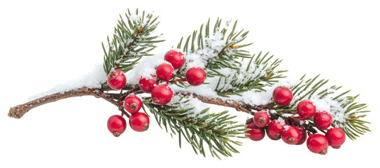 PNG Tree branch with red berries festive nature snow.