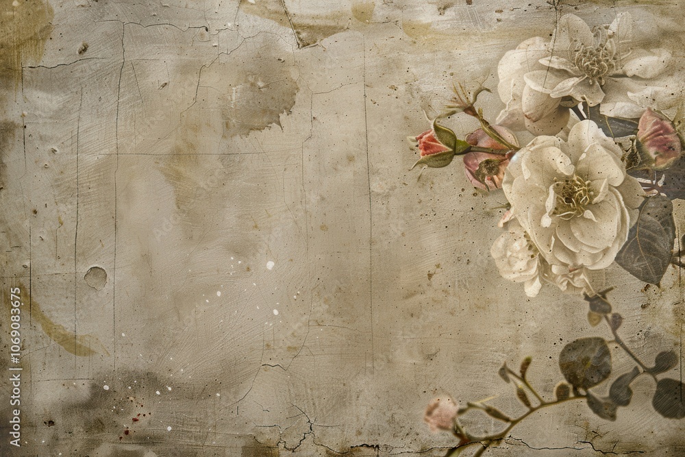 Poster A textured background featuring dried leaves and twigs in muted tones, creating a natural and earthy atmosphere, suitable for various artistic projects or backgrounds