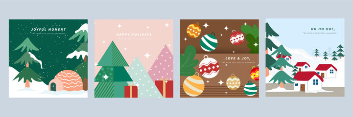 Festive Christmas Designs with Ornaments and Gift Packages. A collection of holiday illustrations featuring Christmas ornaments, and gift packages. Perfect for celebrating the festive season