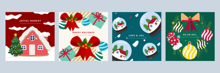 Colorful Christmas Card Designs with Festive Elements