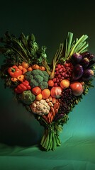 Heart-Shaped Arrangement of Colorful Fresh Produce