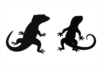 Gecko Silhouette Bundle Set on a White Background